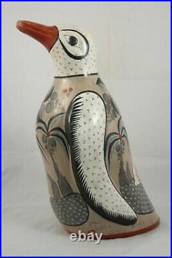 X-Lg Vintage Rare Ceramic/Pottery Penguin Mexican Folk Art Collectible Tonala