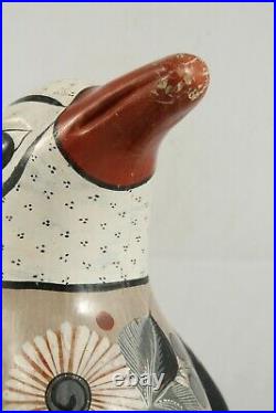 X-Lg Vintage Rare Ceramic/Pottery Penguin Mexican Folk Art Collectible Tonala