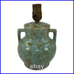 Zanesville Stoneware Neptune 1930s Vintage Art Pottery Mottled Blue Ceramic Lamp